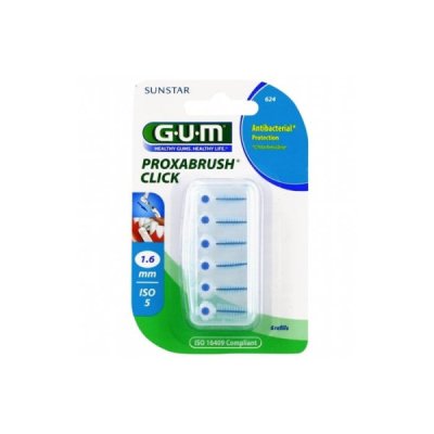 GUM - Brosse fines par 6 unites a la chlorhexidine 1.6mm ref 624
