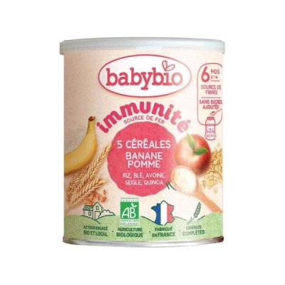 BABYBIO - Immunite 5 cereales banane pomme 220g