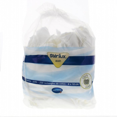 STERILUX - Pads - sachet de 200 rectangles coton 8x10 cm