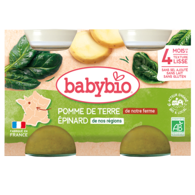 BABYBIO - Pomme de terre epinard de nos region 4 mois+ 2x130 g