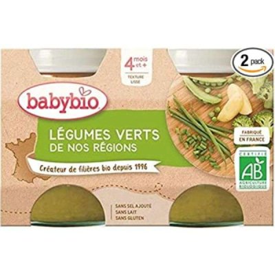 BABYBIO - Legumes verts de nos regions 4 mois + 2 pots 130 g