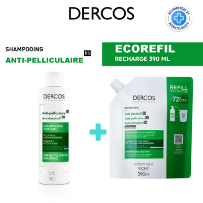 VICHY - Dercos pack shampooing antipelliculaire cheveux normaux à gras
