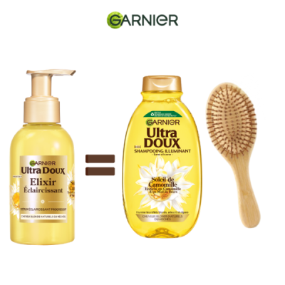 GARNIER - PACK ULTRA DOUX CAMOMILLE SHAMPOING 400ML + SERUM 120 ML + BROSSE OFFERTE