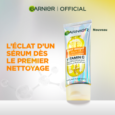 GARNIER - Pack Fast Bright Serum Cleanser Vitamin C 100ml + Super uv invisible sunscreen spf 50