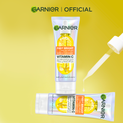 GARNIER - Pack Fast Bright Serum Cleanser Vitamin C 100ml + Super uv invisible sunscreen spf 50