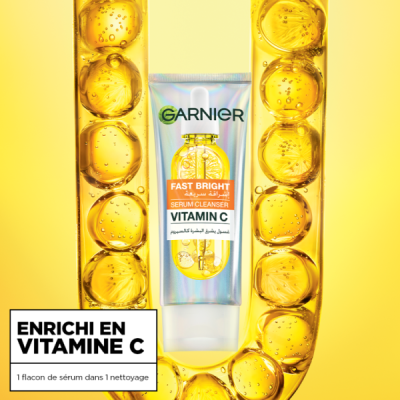 GARNIER - Pack Fast Bright Serum Cleanser Vitamin C 100ml + Super uv invisible sunscreen spf 50