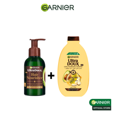 GARNIER - Ultra Doux Huile Avocat 120ml + Shampooing Avocat/Karité 400Mml – Soin Nourrissant Cheveux Secs et Frisottis