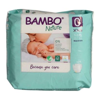BAMBO NATURE - Couches taille 0 xxs 1-3 kg 24 unites